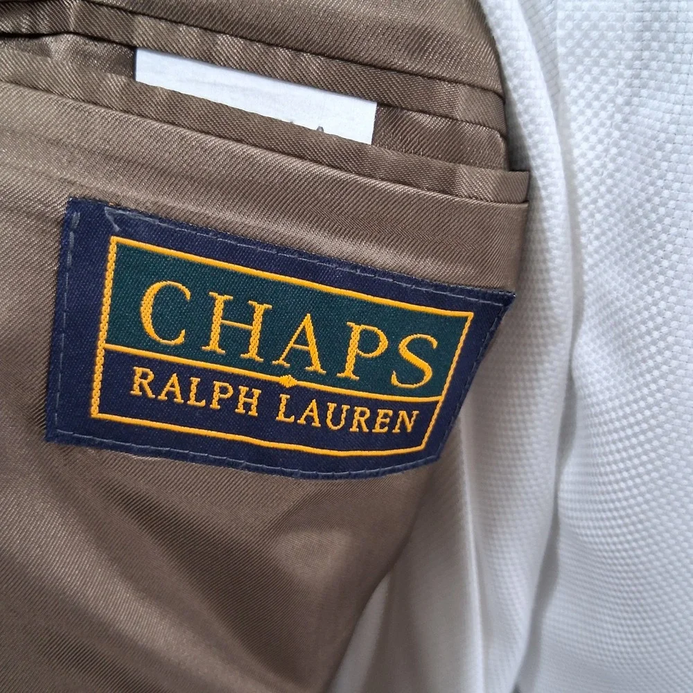 Chaps Ralph Lauren Tweed Sport Coat 38S Brown Herringbone Silk Wool Vintage